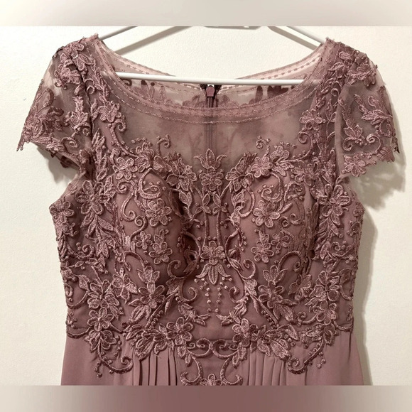Azazie Lunda Vintage Mauve A-line Lace Chiffon Dress Size 10 - Picture 5 of 8